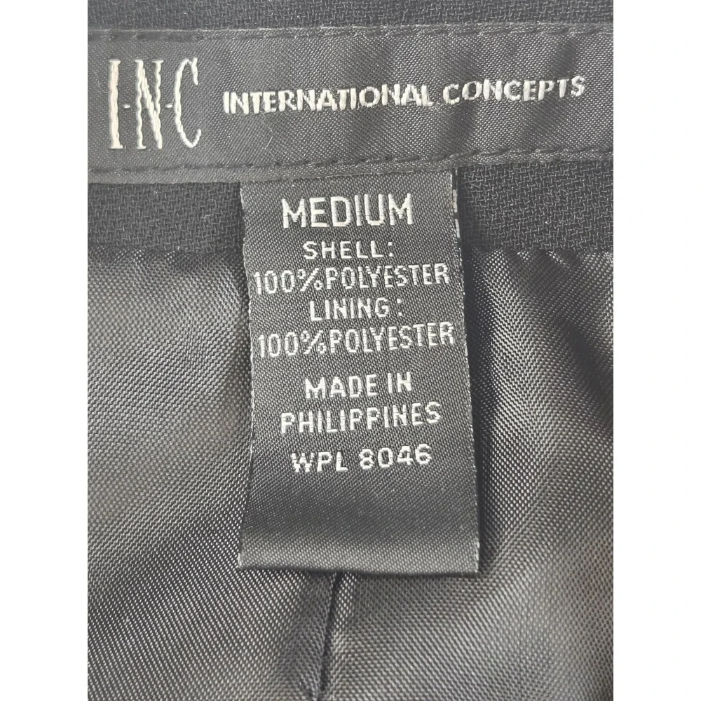 INC International Concepts Womens Black Asymmetrical Zip Cropped Blazer Jacket M